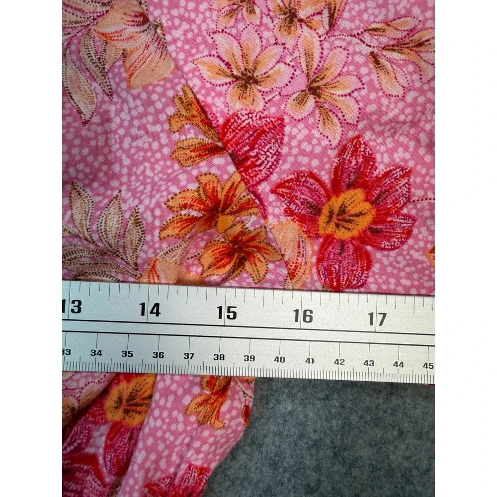 LOFT Pink Floral Smocked Peplum Blouse Puff Sleeve Square Neck Top Womens